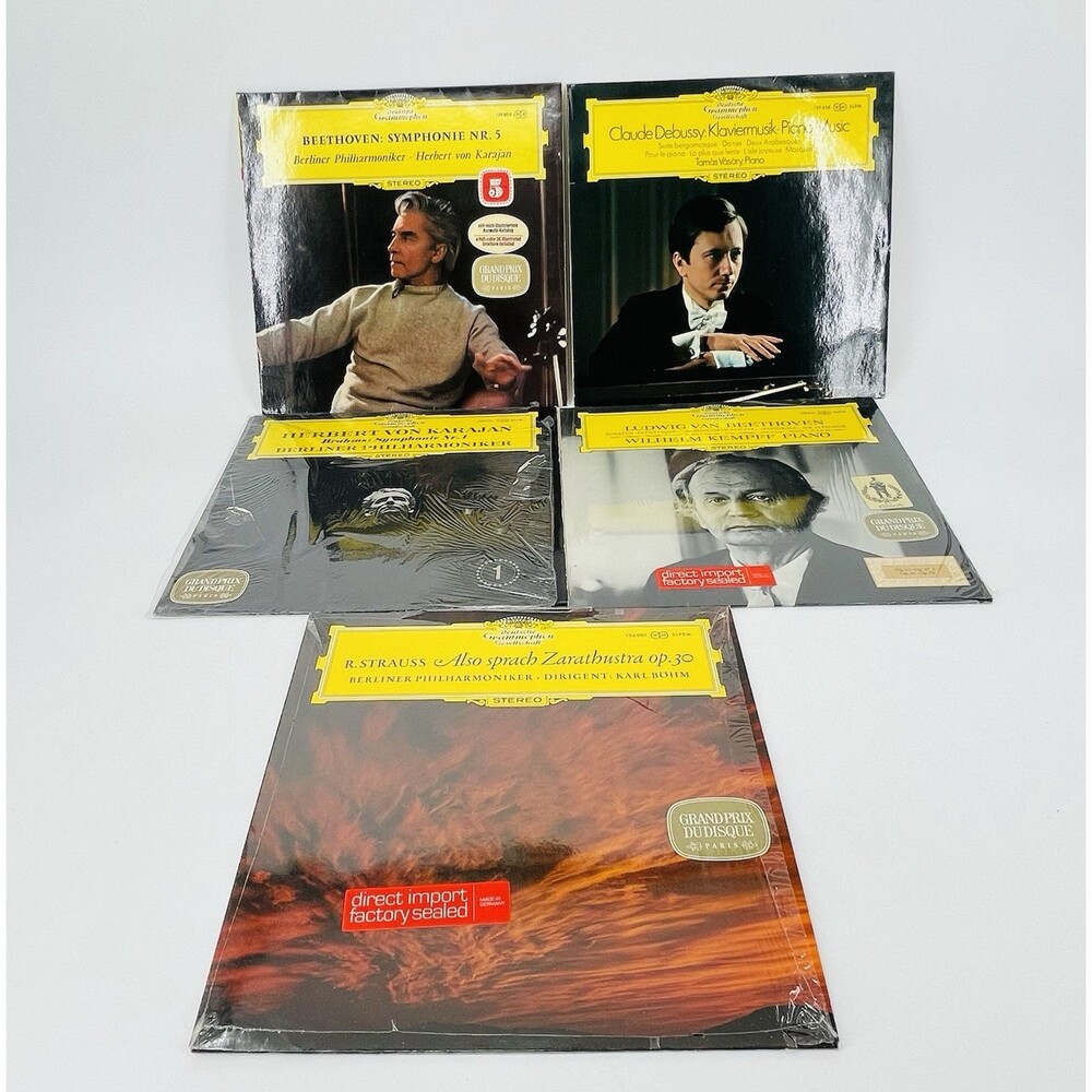 Classical Vinyl Record Lot of 5 DG Deutsche Grammophon Karajan Beethoven Strauss